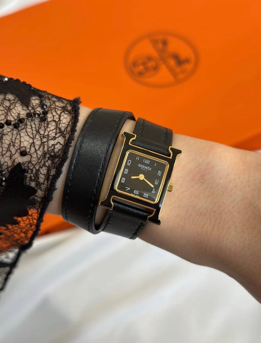 Hermes Heure H Leather Double Strap Watch