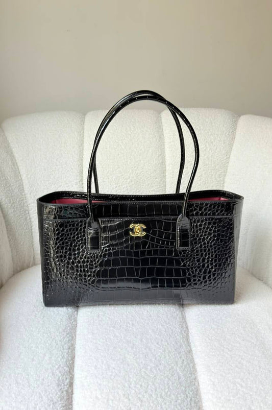 Chanel Tote in Crocodile Embossed Calfskin & Gold-Tone Metal