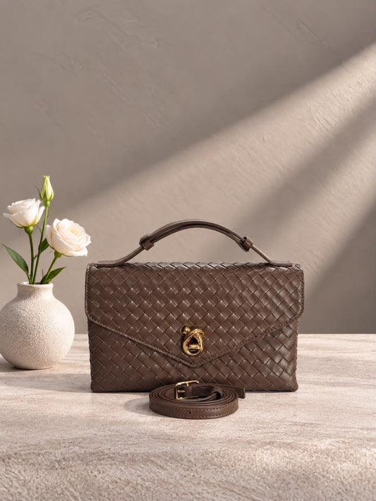 Bottega Veneta Knot Lock Crossbody Bag in Intrecciato Leather