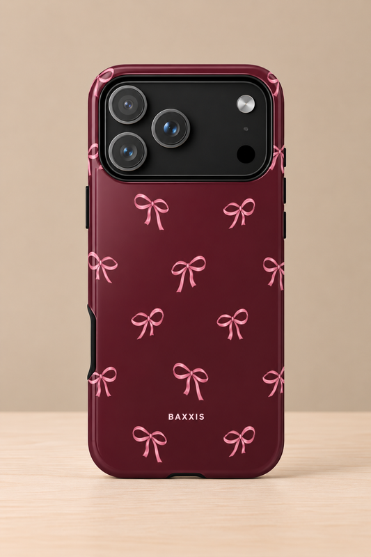 Burgundy bow phone case