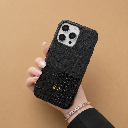 Ostrich-Leather black
